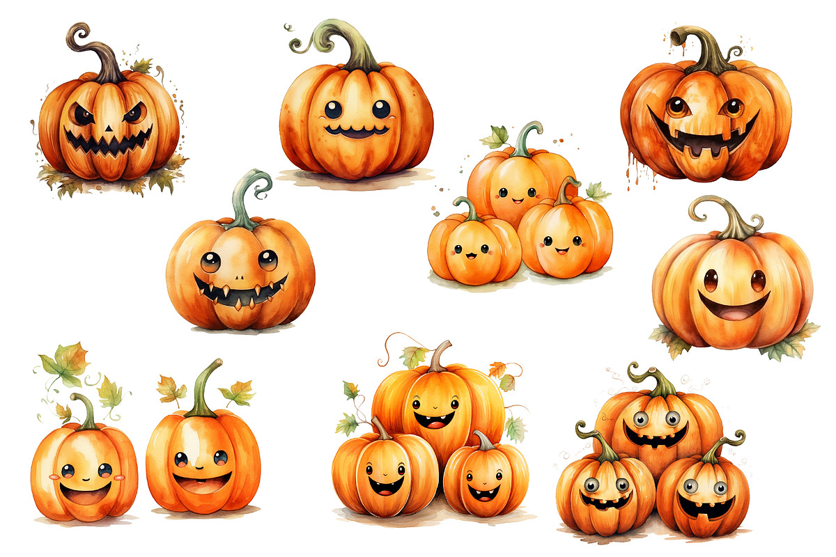 Watercolor halloween pumpkin png, an Object Graphic by KomtsyanTatyanaArt (Photo 2 of 4)