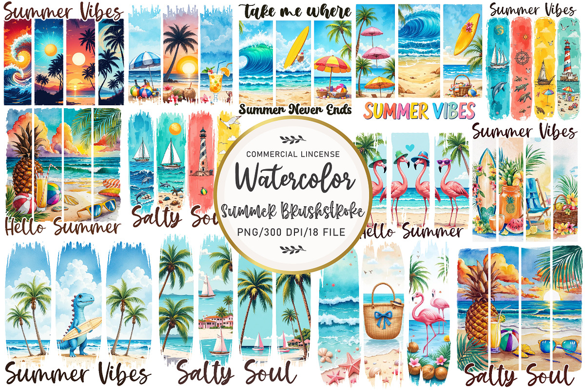 Summer Brushstroke Sublimation, an Illustration by OK Design (Photo 1 of 4)