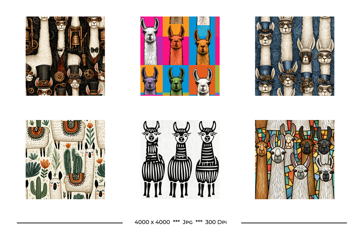 Llama Retro Art Style Designs, a Pattern Graphic by karenfoleyphoto (Photo 9 of 10)