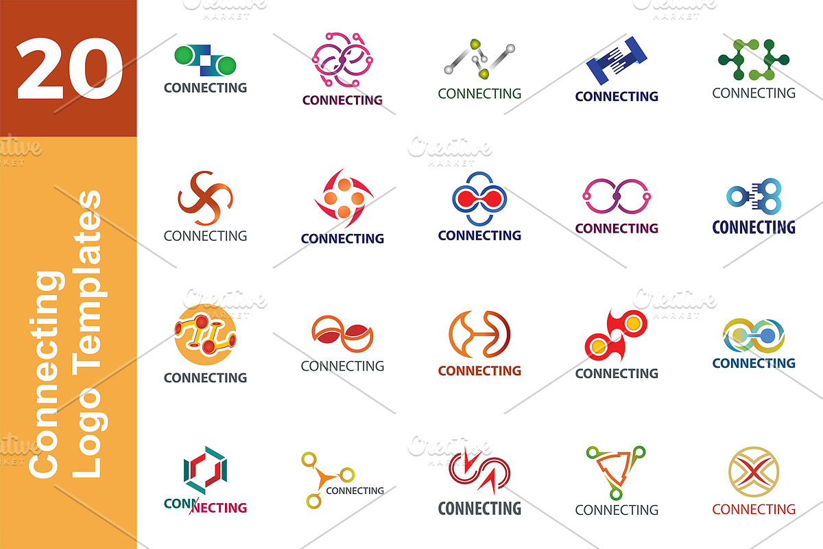 20 Logo Connecting Templates Bundle, a Branding & Logo Template by Friendesigns (Photo 1 of 21)