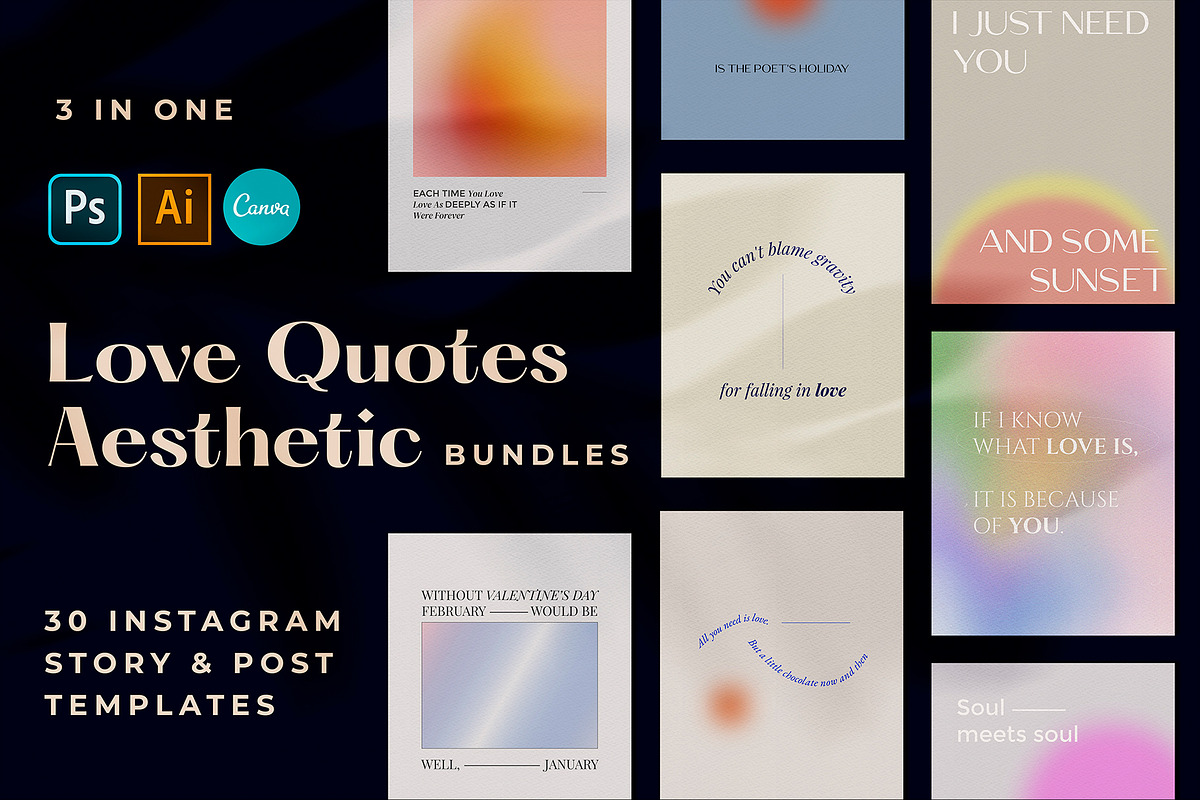 Love Quotes Aesthetic Instagram, a Social Media Template by Nurrehmet Studio (Photo 1 of 8)