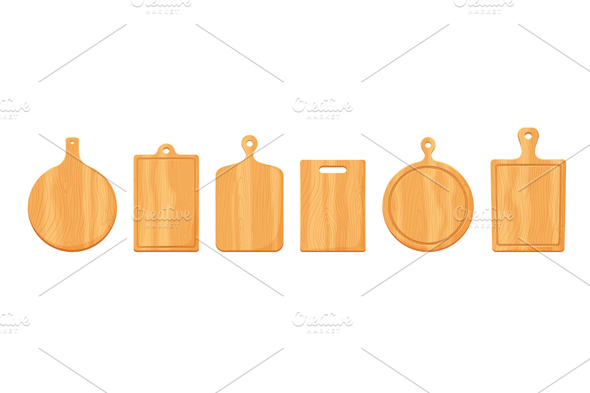 Cartoon wooden chopping boards, an Object Illustration by Vector Tradition