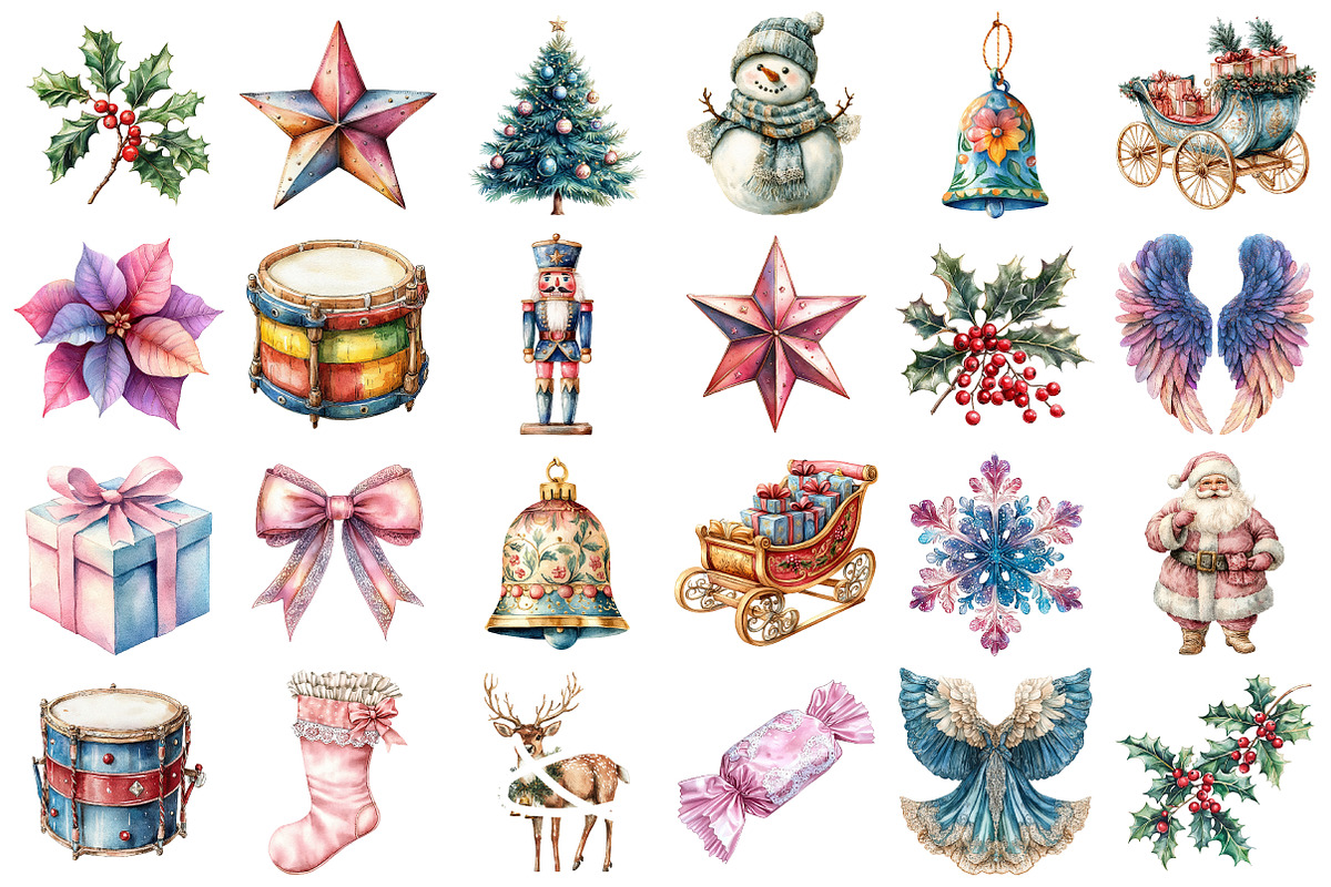 Pastel Antique Christmas Clipart, an Illustration by Daily.Designs (Photo 2 of 3)