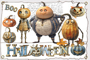 Quirky Halloween Pumpkin Clipart Kit, a Decorative Illustration by Area (Thumbnail 3 of 17)