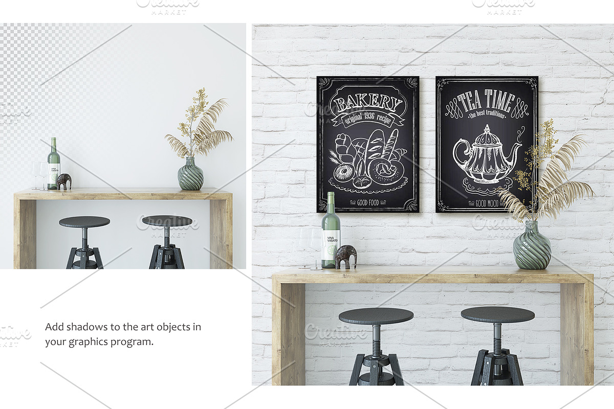 MODERN KITCHEN Wall&Frame Mockup, a Print Template by MyHomeMockups (Photo 4 of 7)