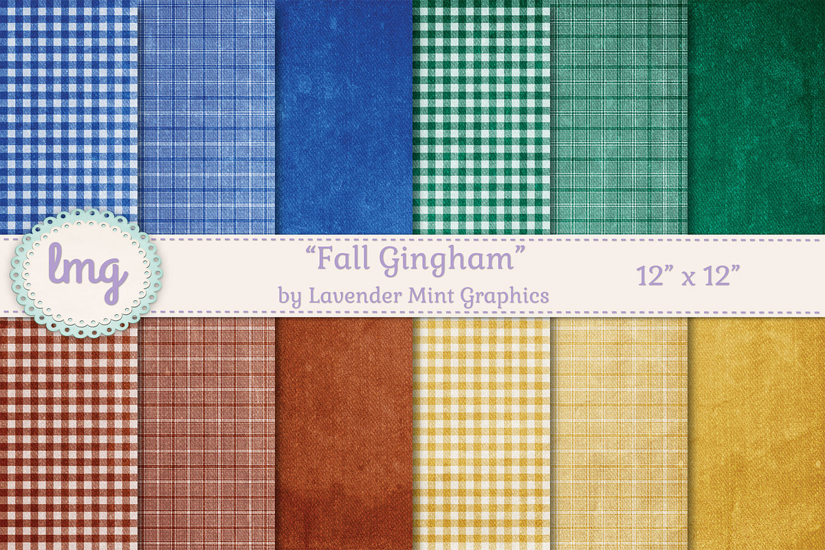 Fall Gingham Scrapbook Papers, a Pattern Graphic by Lavender Mint Graphics (Photo 1 of 5)