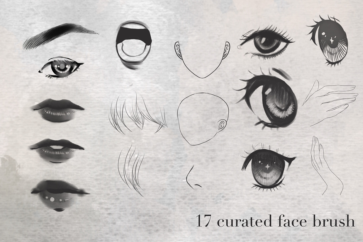 Manga portrait procreate brush, a Brush Add-On by Meisanmui (Photo 4 of 5)