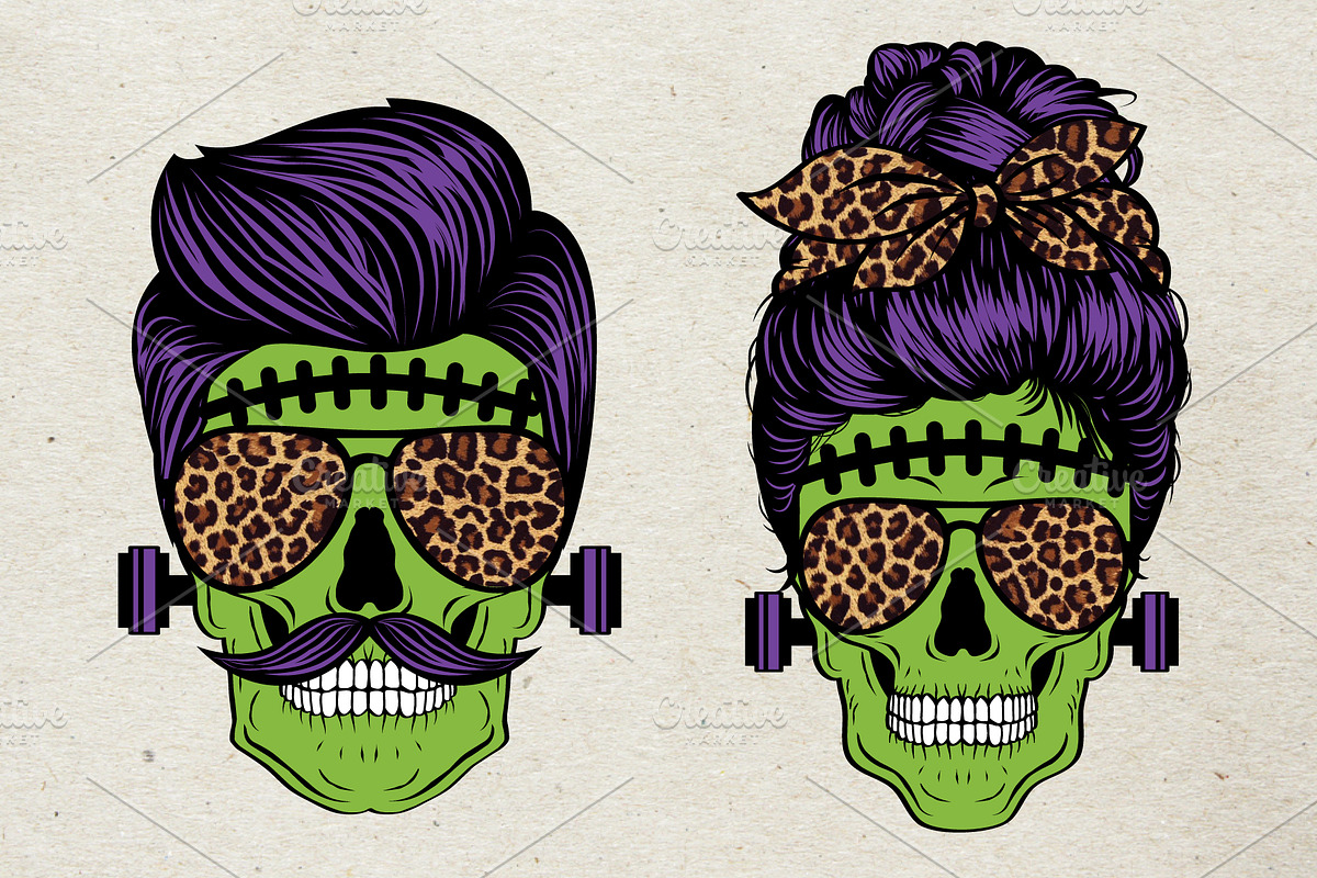 Frankenstein Mom Dad Family Skull, an Illustration by Simply Factory (Photo 2 of 2)