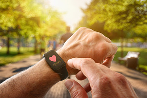 Monitoring physical activity on a smartwatch outdoors, a Sports & Recreation Photo by Davizro's Market