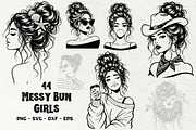 Messy Bun Girl Line Art Graphics, a Person Illustration by DENIDigitalArtSudio (Thumbnail 1 of 6)
