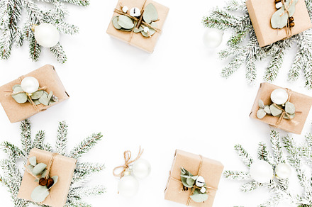 Christmas frame stock photo containing frame and balls, a Holiday Photo by K.Decor
