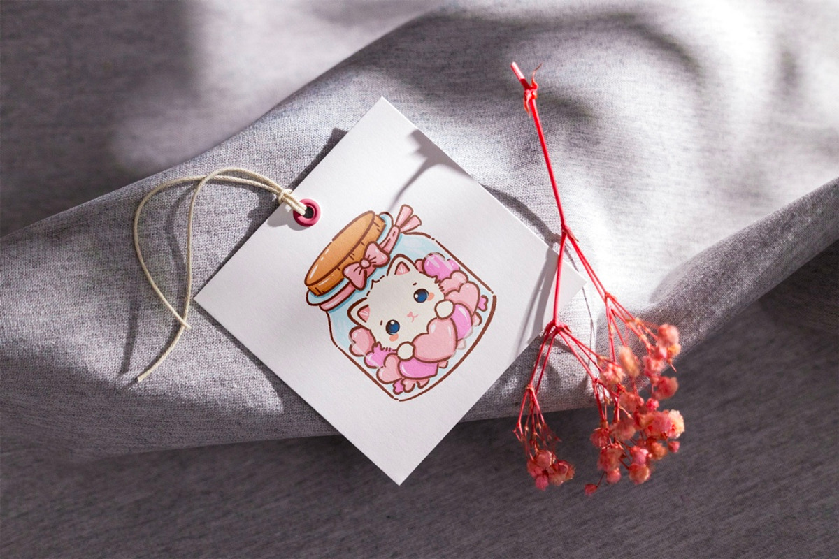 Kawaii White Cat Valentines, an Animal Illustration by Blumensdiary (Photo 5 of 5)