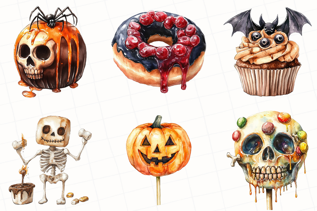 Watercolor Halloween Sweets Clipart, an Illustration by OK Design (Photo 3 of 5)