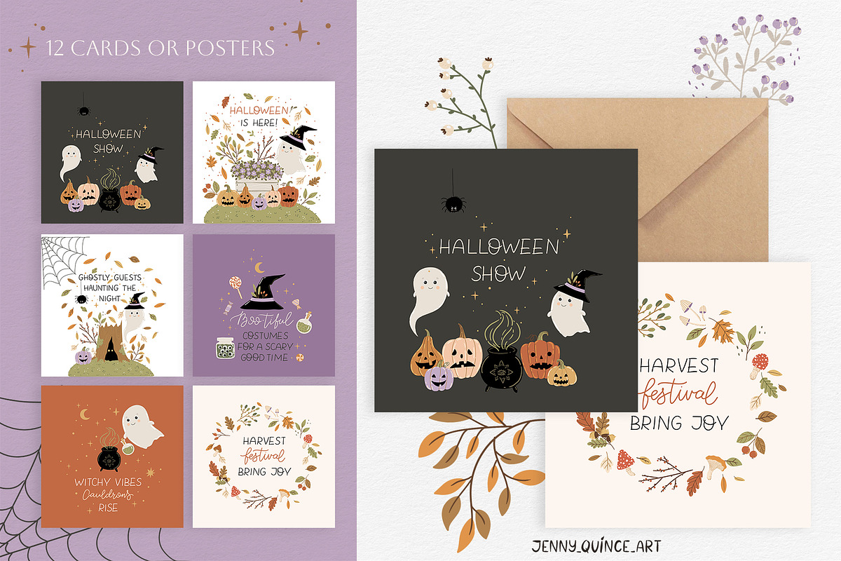 Halloween Vector Clipart & Patterns, a Decorative Illustration by Jenny Quince (Photo 4 of 14)