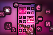 120 Pink Neon iOS 14 App Icon Pack, an Icon by IOS14iconsStudio (Thumbnail 1 of 3)