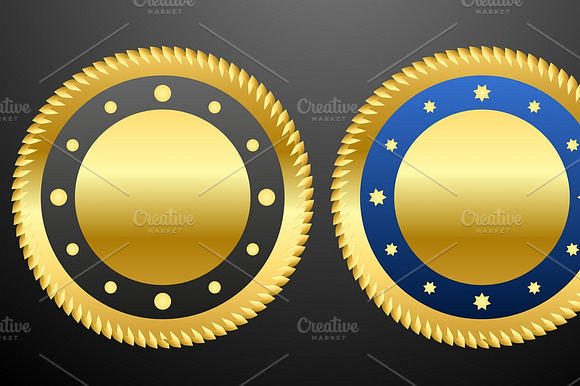 Vector Illustration Of Golden Badges