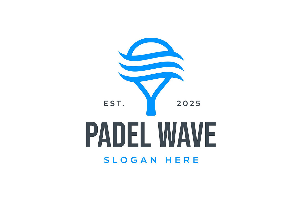 Padel Racket and Wave Logo Design, a Branding & Logo Template by Buqancreative