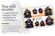 Halloween Cat Witch Clipart Bundle, a Seasonal Illustration by Creative Arslan (Thumbnail 3 of 9)