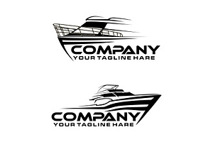 Speed Boat Line Art Logo Template