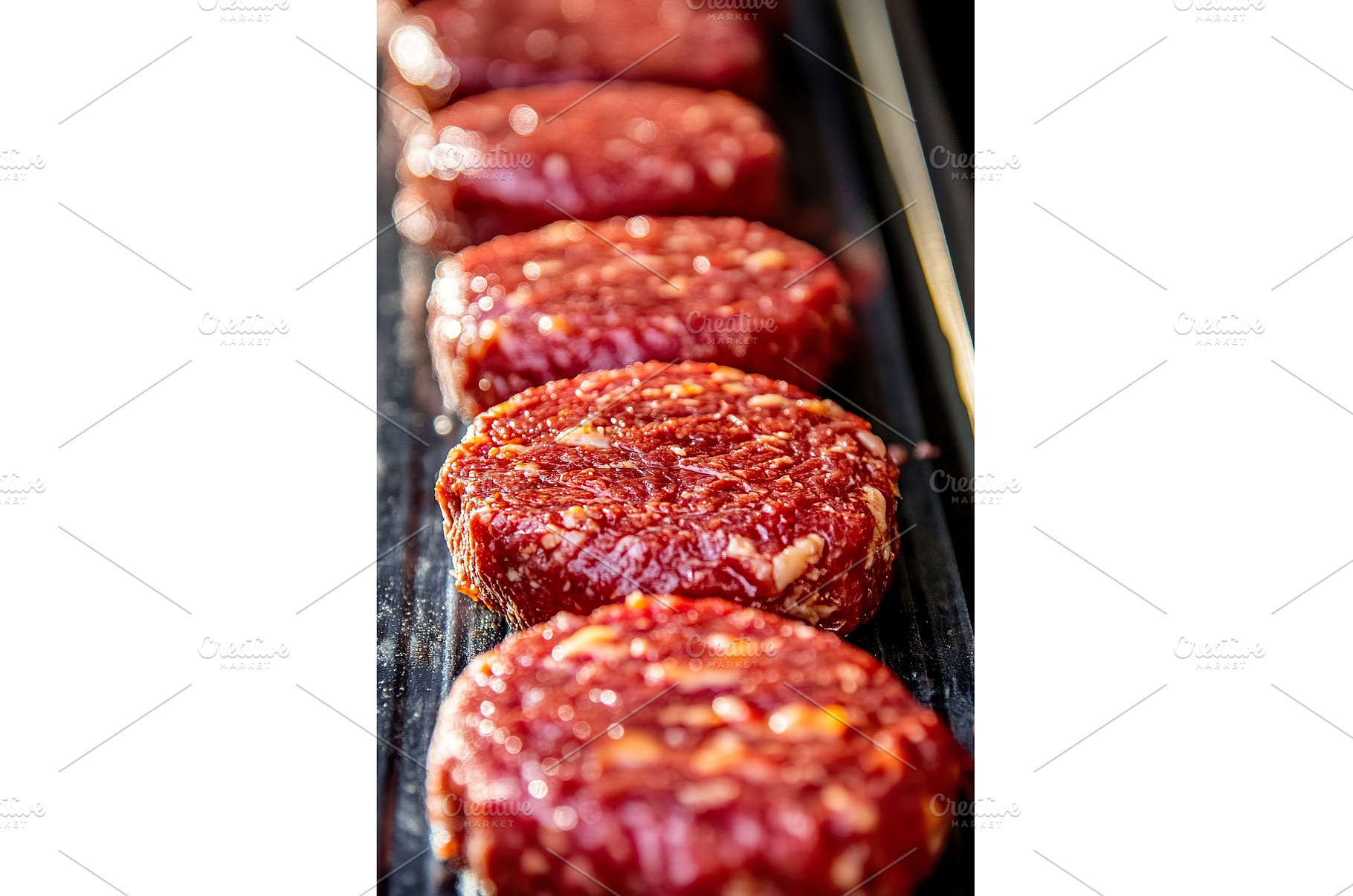 Fresh meat patties ready for, a Food & Drink Photo by Lermont51