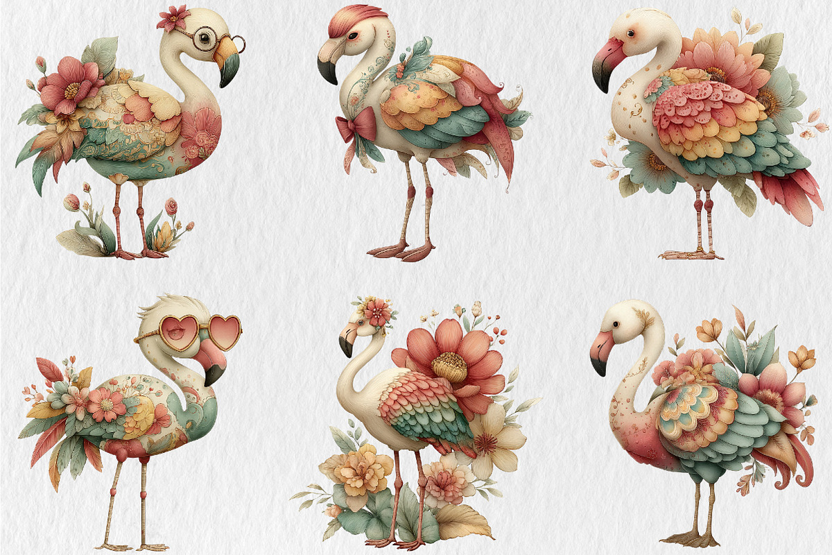 Whimsical Summer Flamingo Clipart, a Seasonal Illustration by Rose Art (Photo 3 of 7)