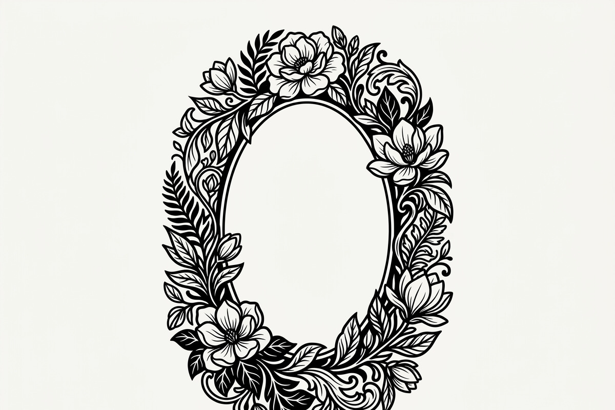 50 Elegant Floral Oval Mirror Frame, a Decorative Illustration by Amazin_art (Photo 7 of 34)