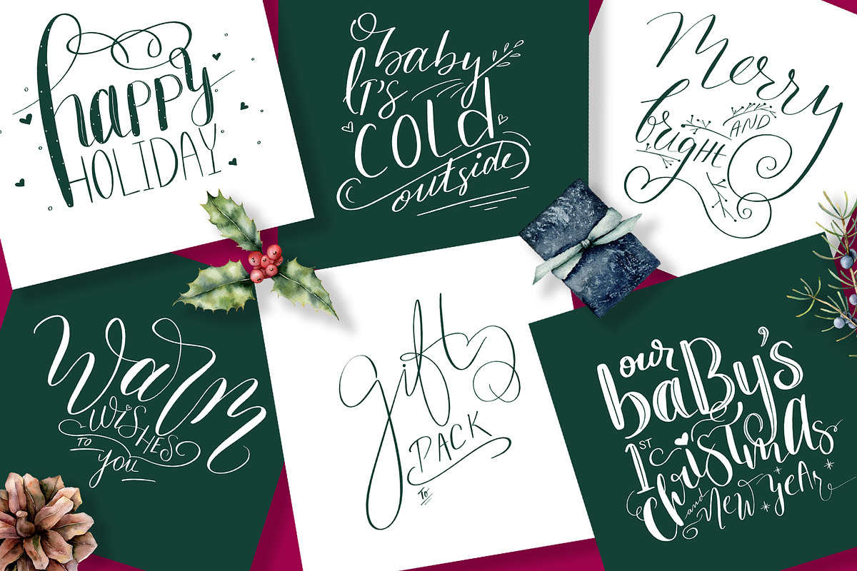Handlettered Christmas Gift Box, an Illustration by Typography Prime (Photo 3 of 13)