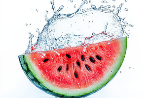 Refreshing Watermelon Splashing in W, a Food & Drink Photo by Pixeness Studio