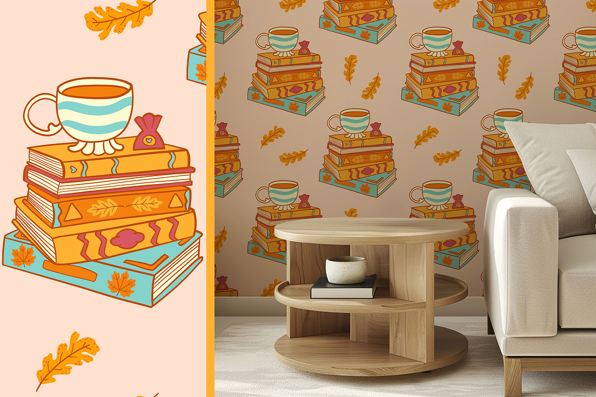 Autumn Books vector clipart patterns, an Education Illustration by Carpet Tapete Pretzel (Photo 5 of 13)