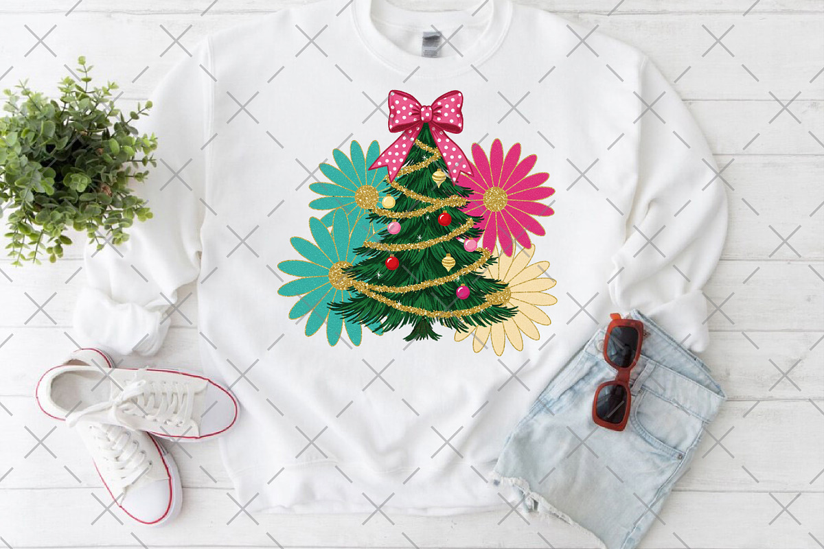 Colorful Boho Glitter Christmas Tree, an Illustration by Craft Nest (Photo 2 of 6)