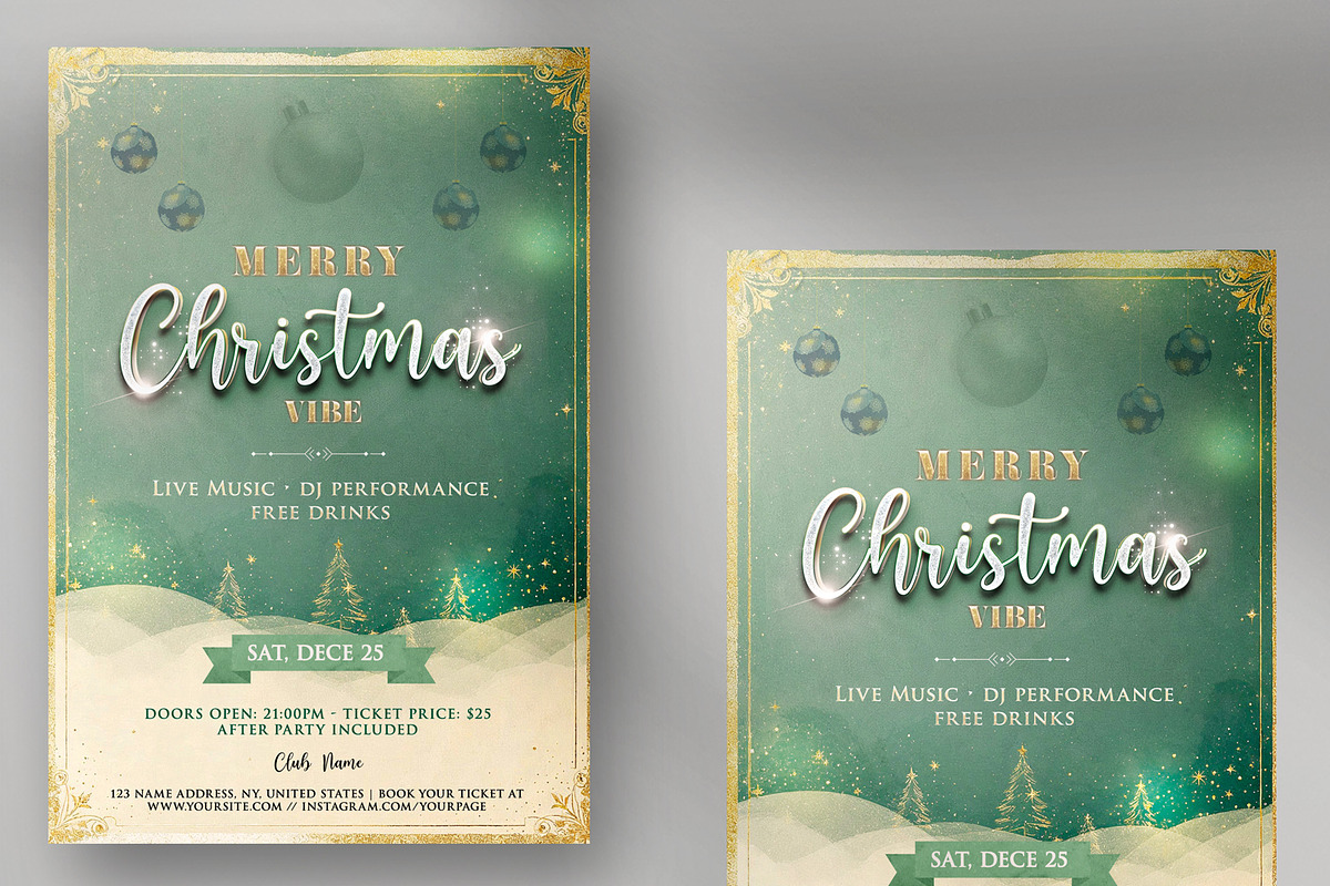 Classic Christmas - Flyer Invitation, a Flyer Template by PixelsDesign (Photo 1 of 2)