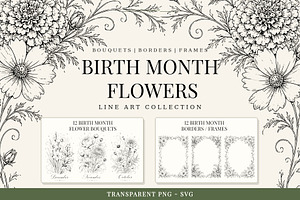 Birth Month Flowers Illustrations