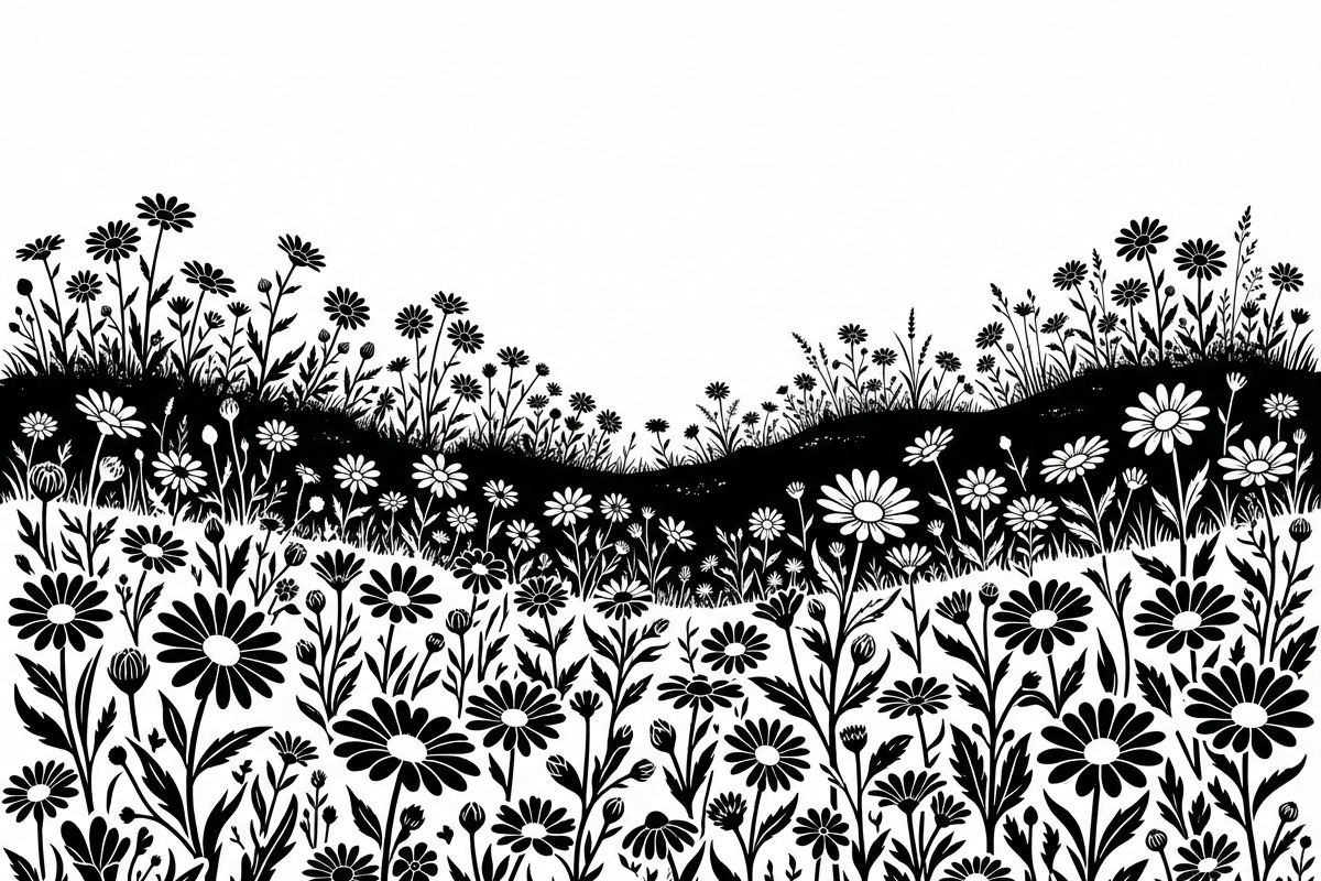 60 Daisy Flower Field Silhouette, a Seasonal Illustration by Amazin_art (Photo 2 of 35)