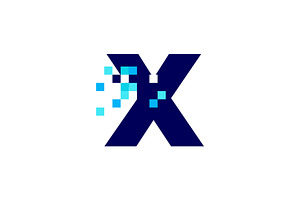 x letter pixel mark digital 8 bit, a Branding & Logo Template by VASTARD STUDIO