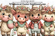 Whimsical Easter Highland Cow, a Seasonal Illustration by HueNestify (Thumbnail 1 of 3)