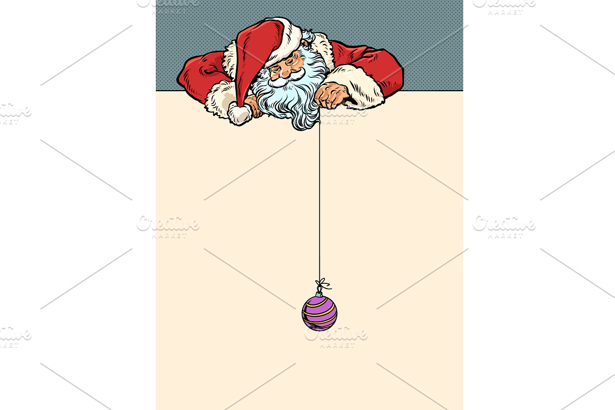 Pop Art Retro Santa Claus holding a, an Illustration by studiostoks