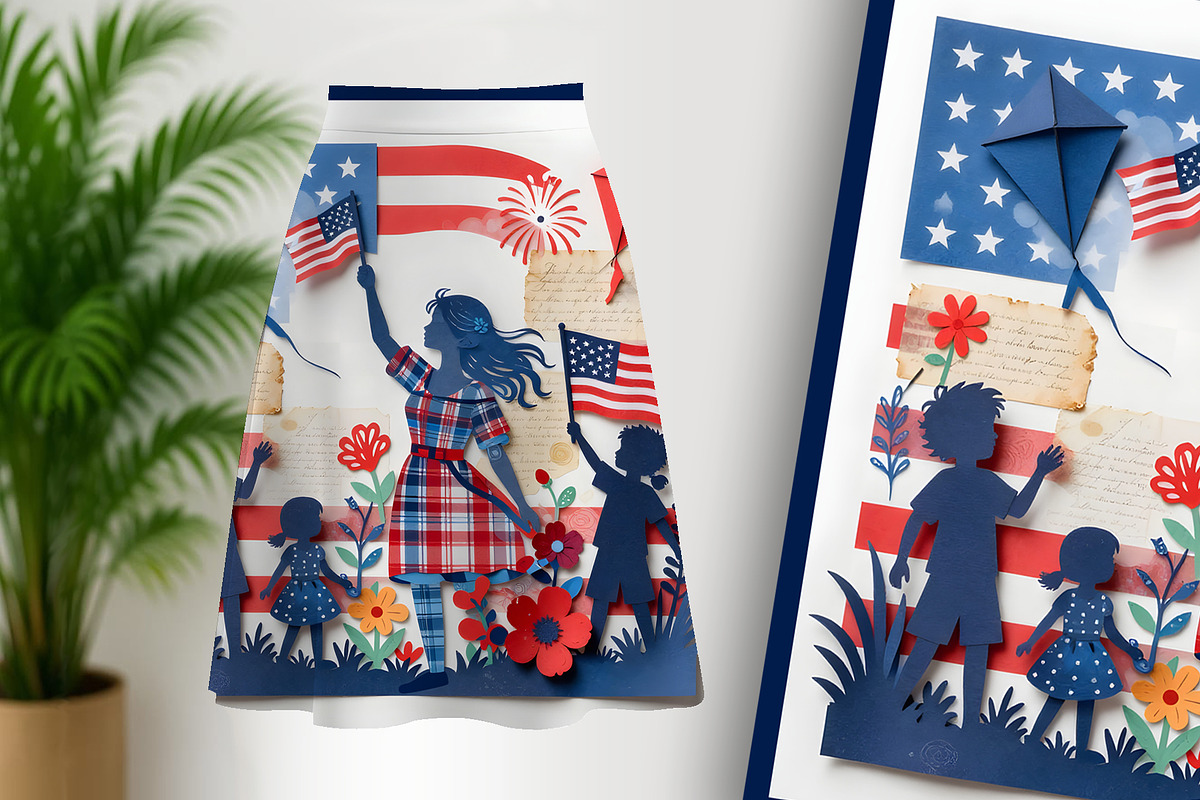 4th of July Paper Cutting, a Person Illustration by Sharon Schwalbe (Photo 5 of 6)