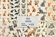 Fox Stamp Seamless Pattern Papers, a Pattern Graphic by Natural Planners (Thumbnail 1 of 4)