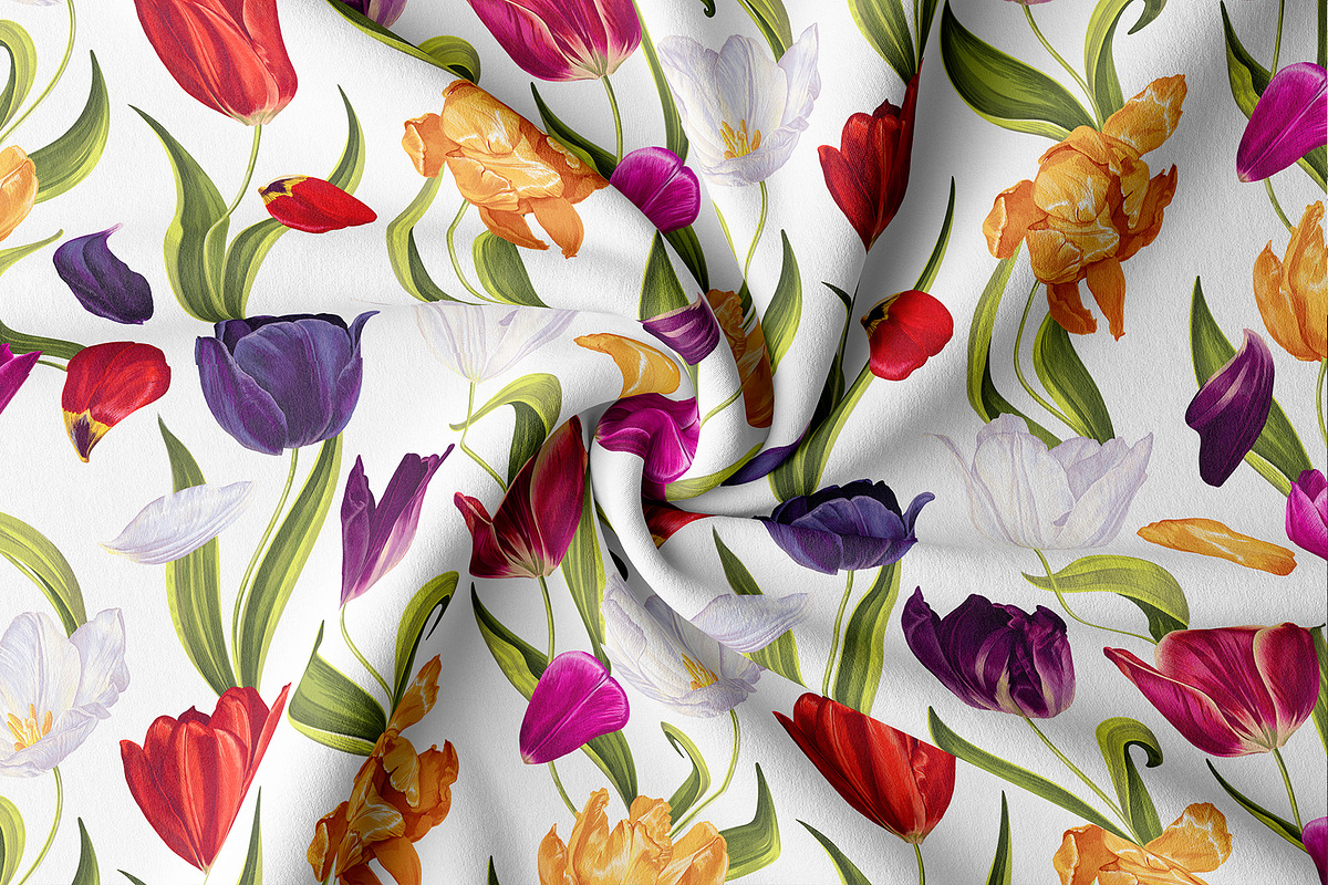 Colorful Tulips Seamless Pattern, a Pattern Graphic by MarynaPetrovska (Photo 7 of 16)