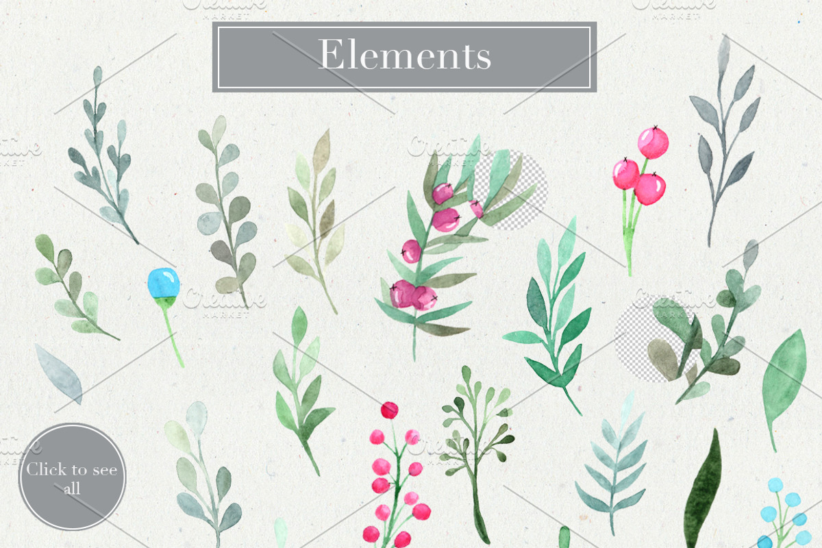 Watercolor flora. Styled collection., a Decorative Illustration by Bang Bang Bureau (Photo 2 of 6)