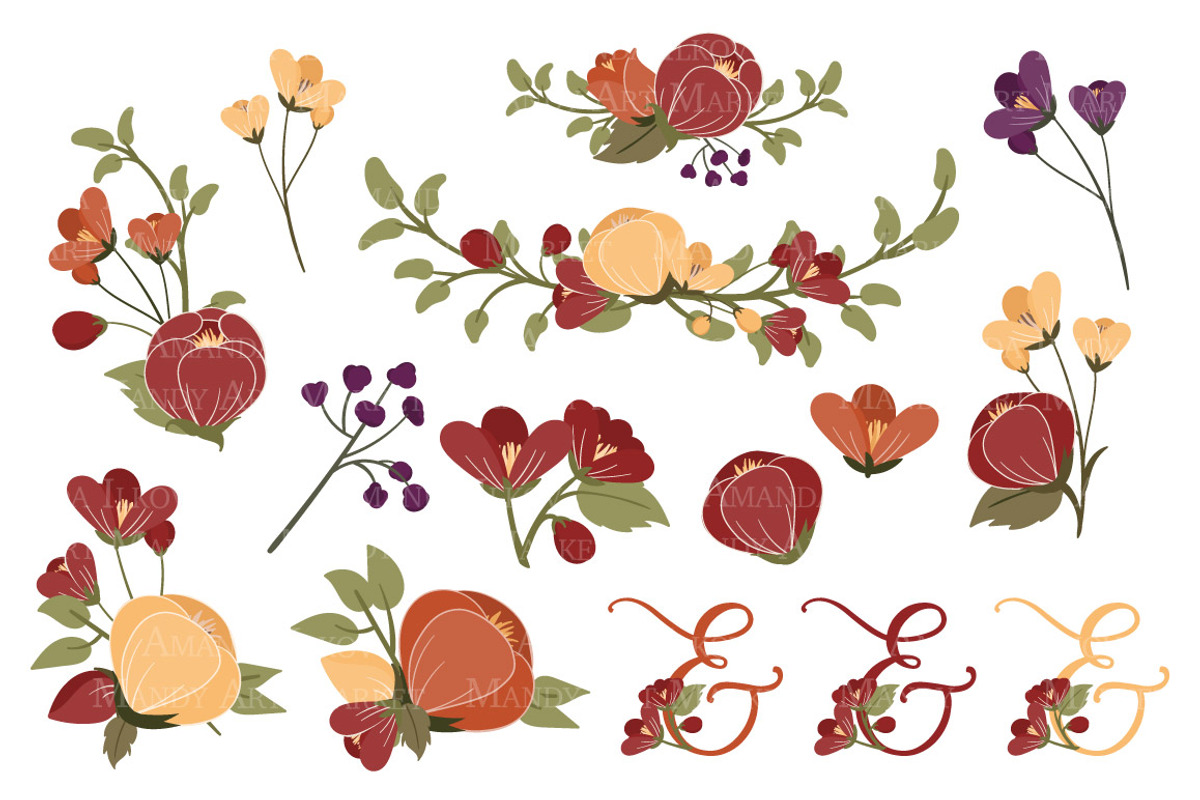 Autumn Floral Heart Wreath Clipart, an Illustration by Amanda Ilkov (Photo 5 of 5)