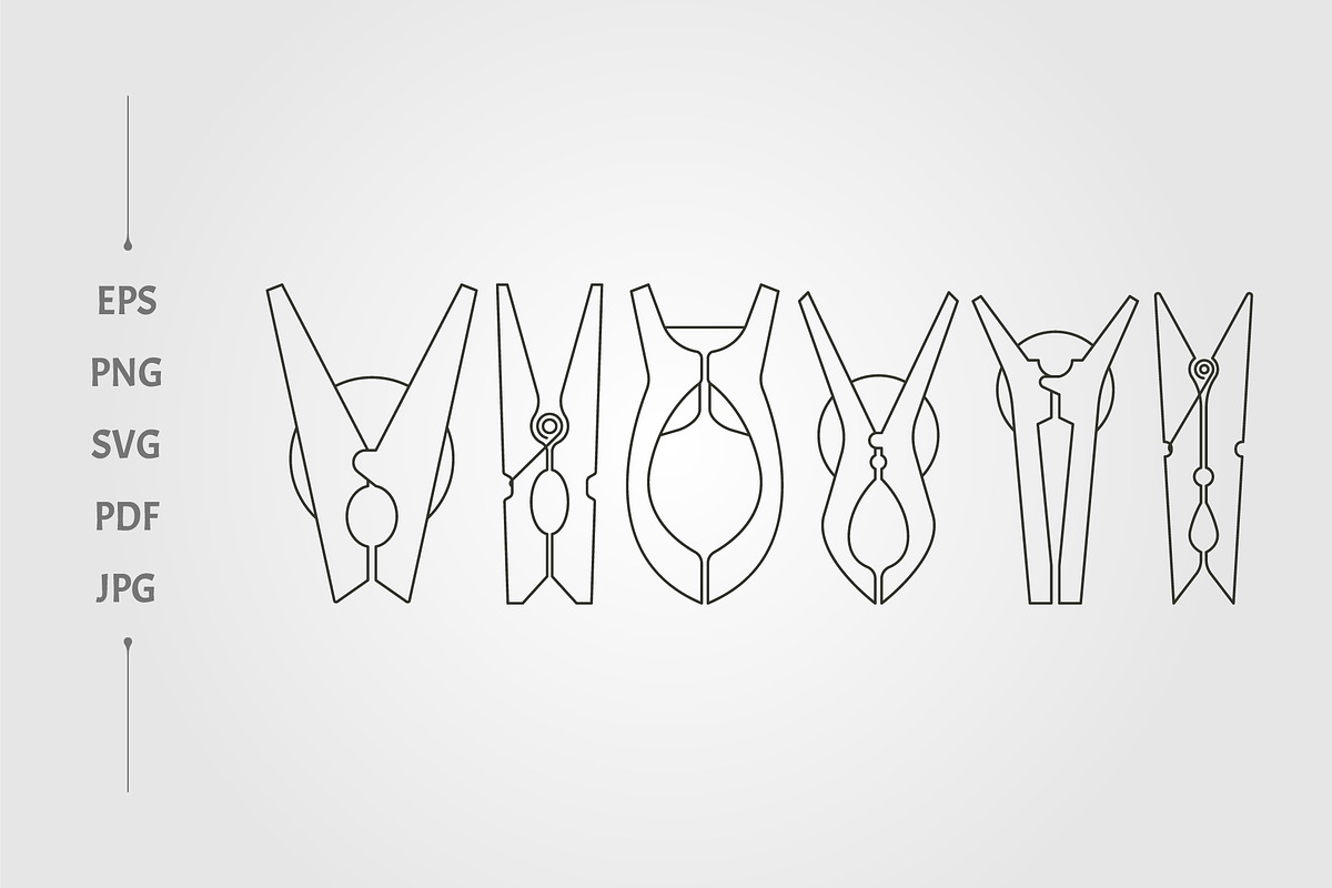 set of pegs line art logo vector, an Object Graphic by lawoel