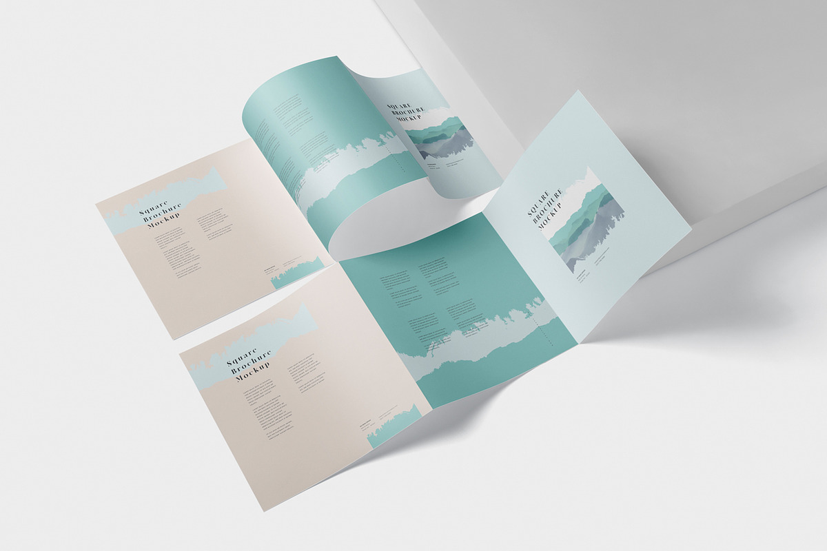 Square Tri-Fold Brochure Mock-Up, a Product Mockup by GfxFoundry