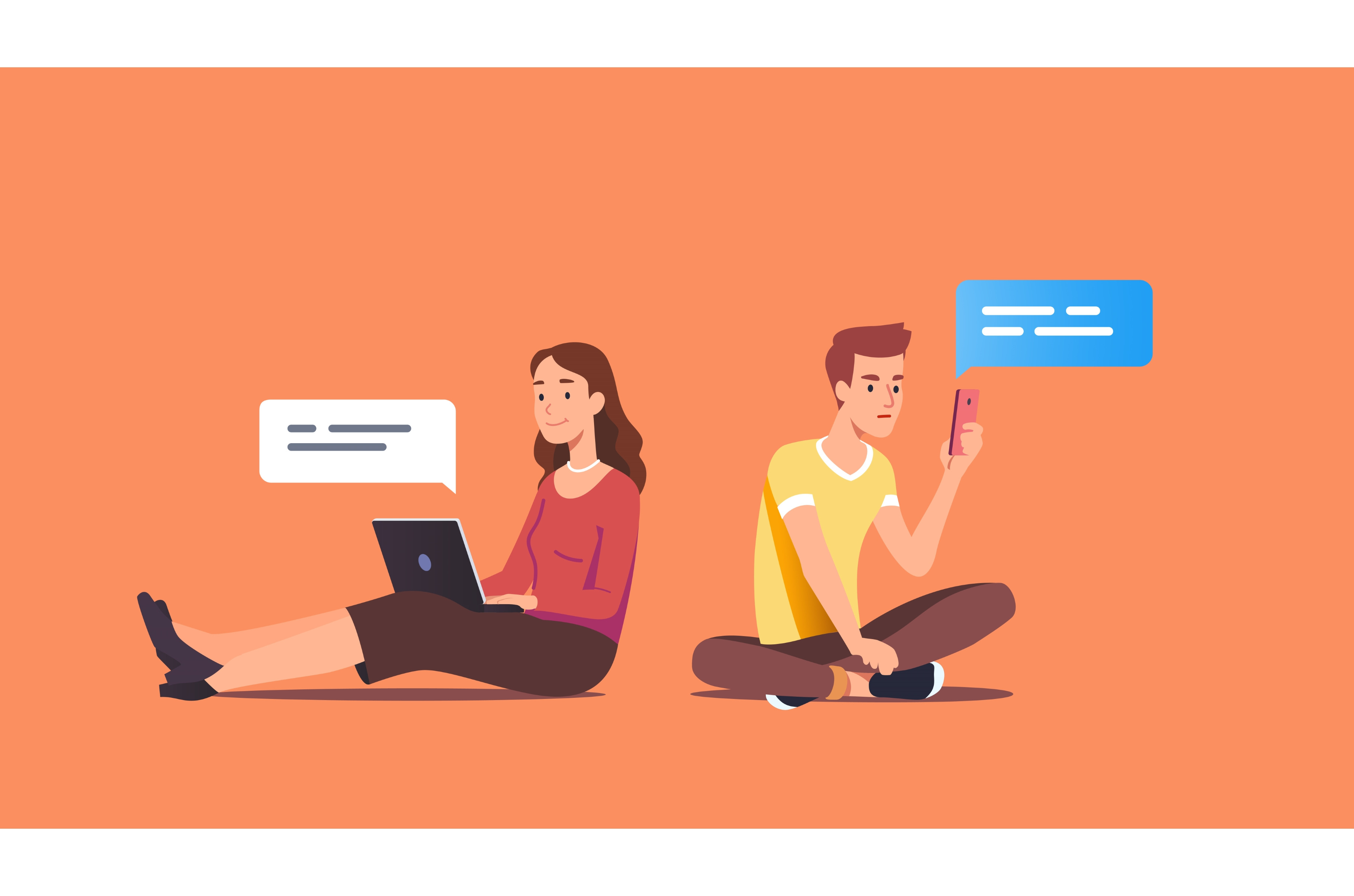 Couple using messenger application | People Illustrations ~ Creative Market