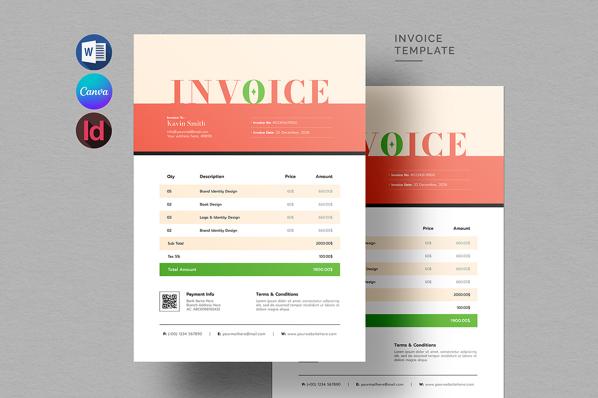 Clean Invoice Design | Word & Canva