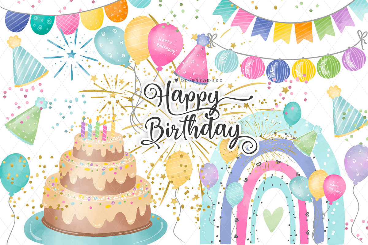 Birthday Party Rainbows design, an Illustration by designloverstudio (Photo 1 of 3)