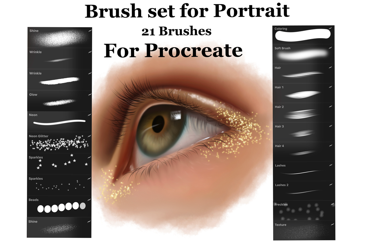 Brush set for portrait for Procreate, a Brush Add-On by MessyArtss