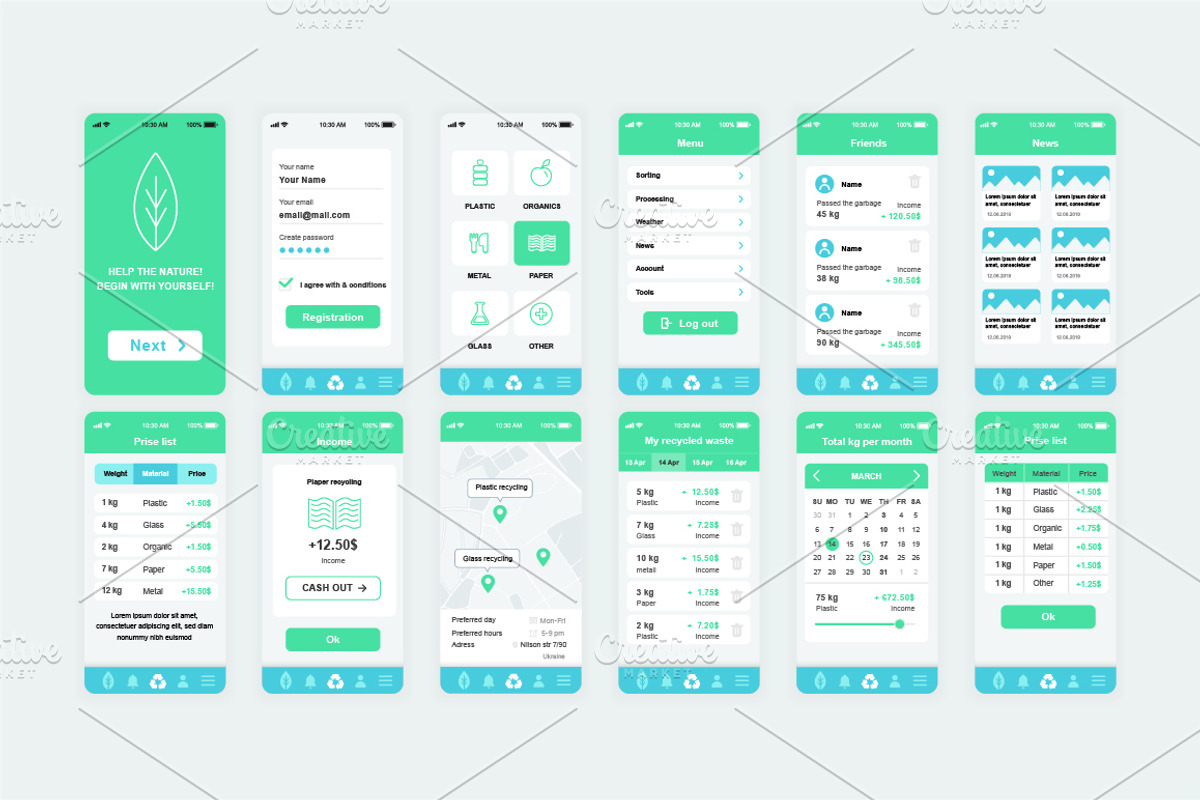 Mobile App UI Kit, a Templates & Theme by alexdndz (Photo 9 of 21)