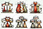 Whimsical Christmas Cats Clipart, an Illustration by Creative Art (Thumbnail 9 of 13)