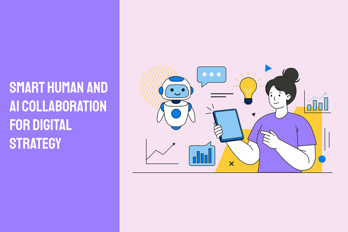 Smart Human and AI Collaboration, a Technology Illustration by Partikusi Design (Photo 1 of 3)
